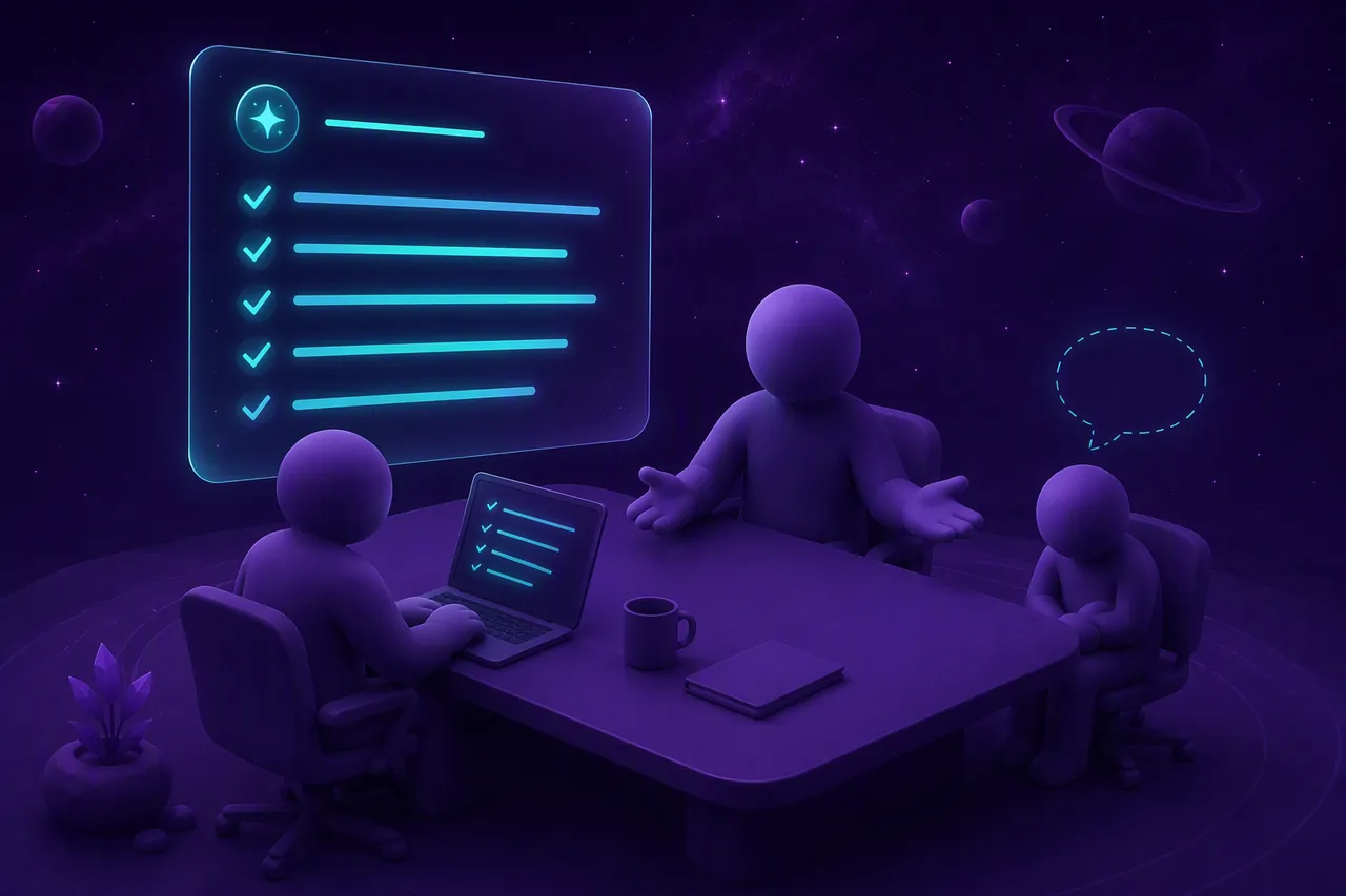 Recap on screen, ask in the room Recap on screen, ask in the room. AI can bullet the meeting in seconds. Active listening turns toward the person the summary skipped.