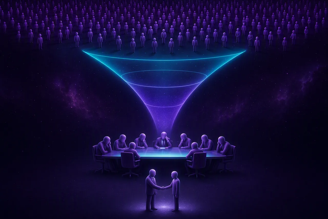 Eight at the table. About 250 people apply to one opening. Eight reach the manager interview. That hour is where soft skills actually get graded, and where the cost adds up.