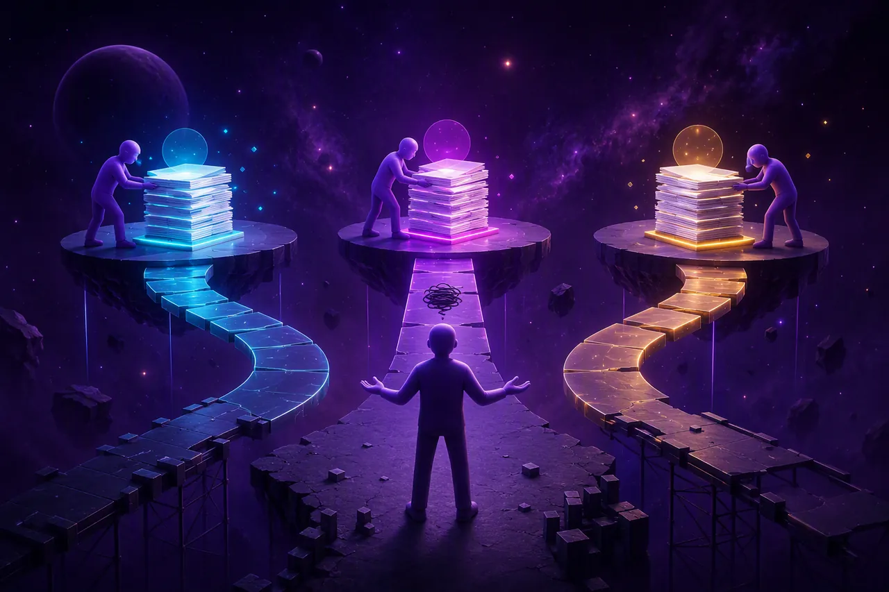 Three drafts, zero owners. AI can produce three polished versions by lunch. Task mastery is picking one, getting approval, and telling everyone which version is official.