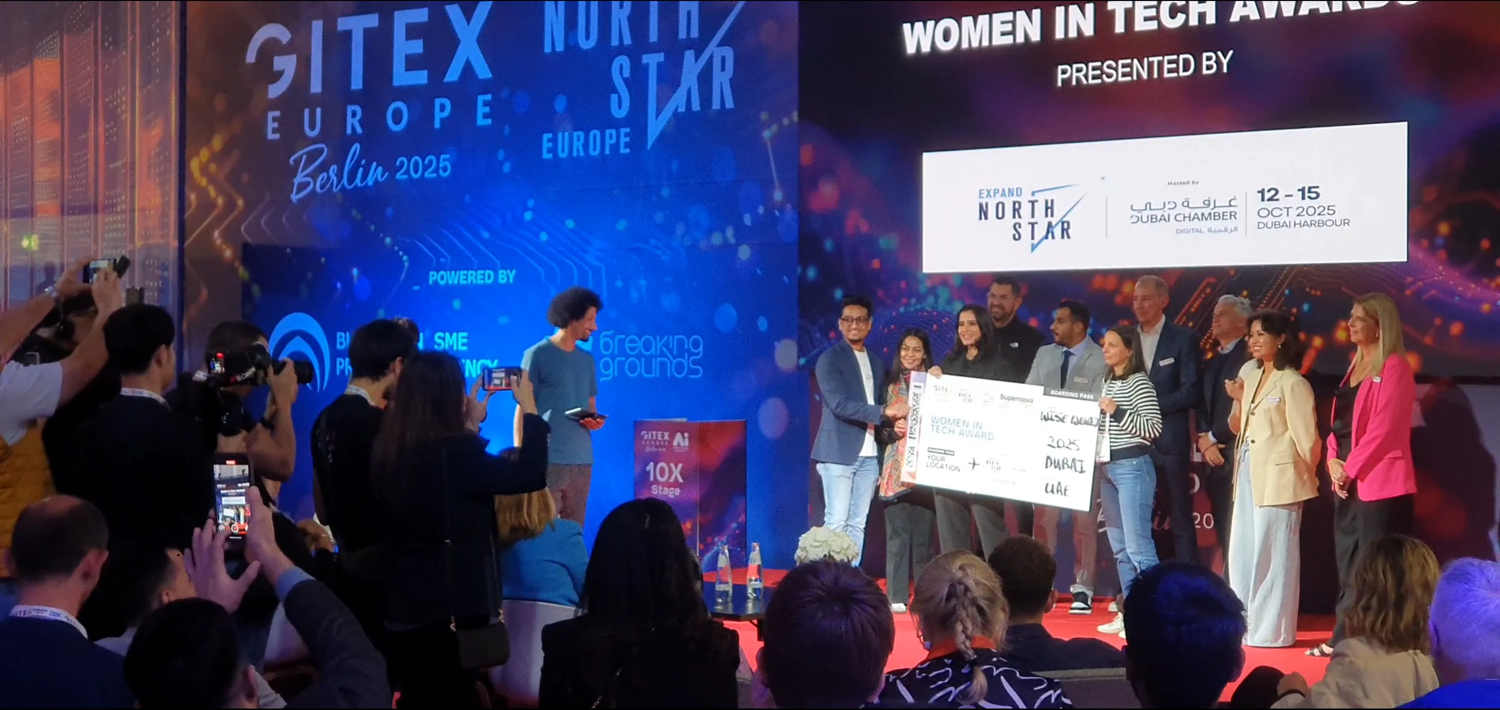 The award moment - WiseWorld Wins the Women in Tech Award at GITEX EUROPE