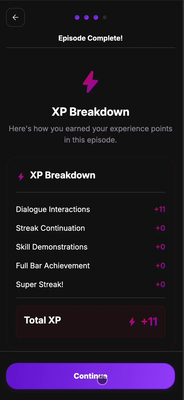 XP System - Track quantified growth across all 44 soft skills